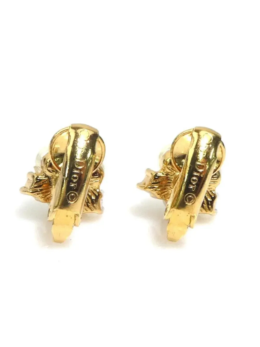 Auth Christian Dior Earrings Gold/White #303058C11B